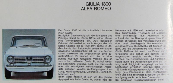 Alfa Romeo Giulia 1300 Modelprogram 1962 Carbrochure (1507)